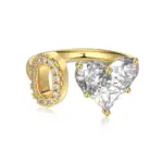 Initial O Heart Ring (Gold)