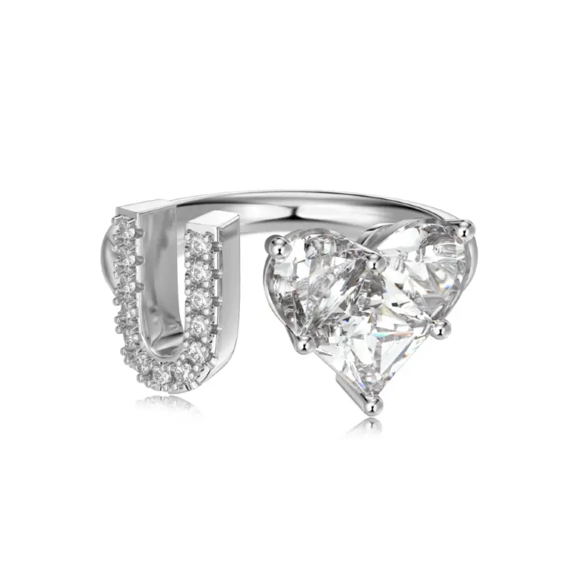 Initial U Heart Ring