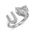 Initial U Heart Ring - 925 Sterling Silver - Image 2