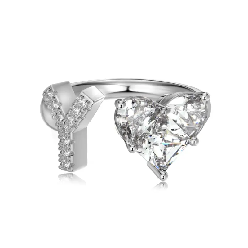Initial Y Heart Ring