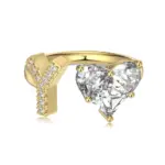 Initial Y Heart Ring (Gold)
