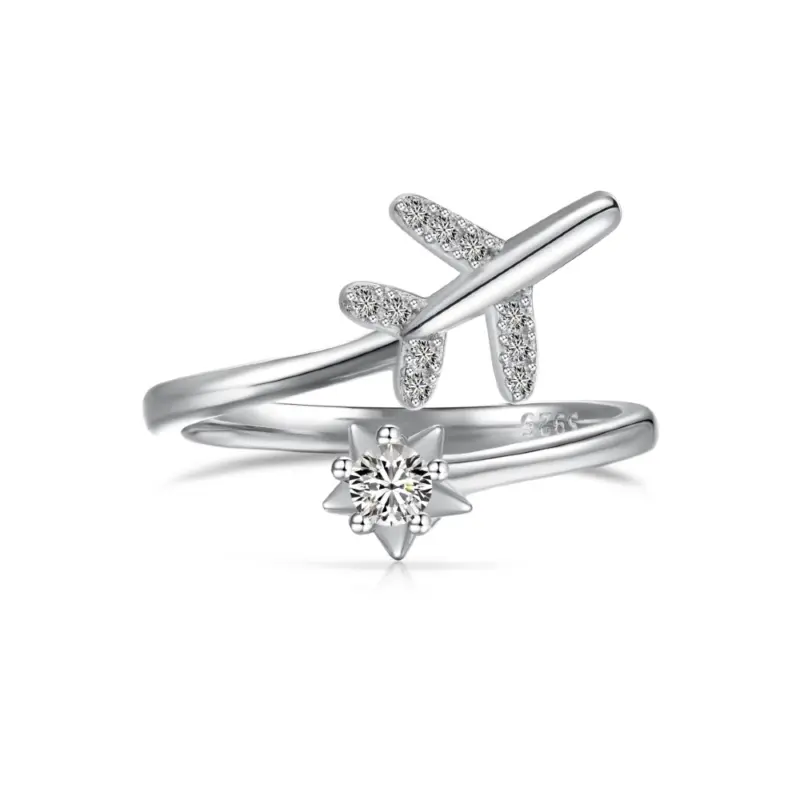 Fly High Airplane Ring 925 Sterling Silver