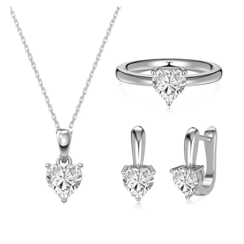 925 Sterling Silver Necklace, Earrings, and Ring
