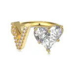Initial V Heart Ring (Gold)