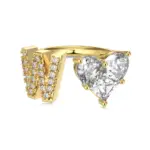Initial W Heart Ring (Gold)
