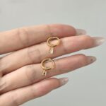 Radiant Pear Drop 18K Hoop Earrings - 925 Sterling Silver - Image 4