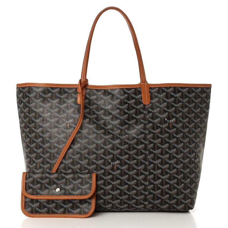 Goyard Saint Louis Tote GM (Black with Tan Leather Trim)