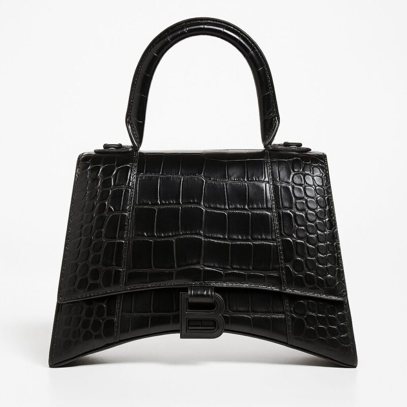 Balenciaga Hourglass Small – Croc Black