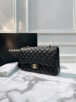 Chanel Classic Quilted Double Flap Bag – Black with Gold  - Image 7
