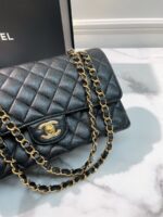 Chanel Classic Quilted Double Flap Bag – Black with Gold  - Image 8