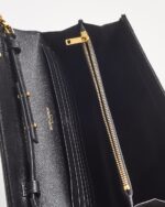 YSL Black Leather Envelope Chain Wallet with Gold Hardware - Image 13