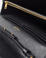 YSL Black Leather Envelope Chain Wallet with Gold Hardware - Image 12