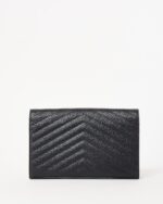 YSL Black Leather Envelope Chain Wallet with Gold Hardware - Image 8