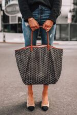 Goyard Saint Louis Tote GM (Black with Tan Leather Trim) - Image 10