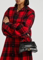 Balenciaga Hourglass Small – Black Croc with Gold Hardware - Image 9