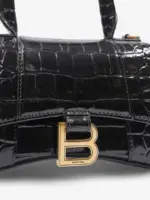 Balenciaga Hourglass Small – Black Croc with Gold Hardware - Image 5