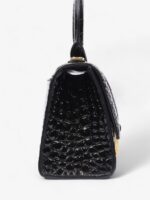 Balenciaga Hourglass Small – Black Croc with Gold Hardware - Image 8
