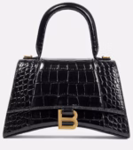 Balenciaga Hourglass Small – Black Croc with Gold Hardware - Image 2