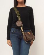 LV Monogram Coated Canvas Multi Pochette Crossbody Bag - Image 11